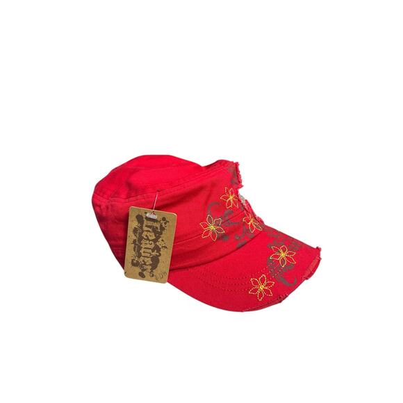 Leater Vintage Red Fleur de Lis Rhinestone Cadet
Cap NWT Y2K - Picture 2 of 6